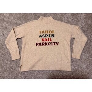 Lou & Grey Tahoe Aspen Vail Park City Ski Resort Mock Neck Sweater Beige Small